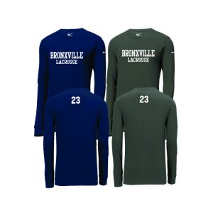 Bronxville Women's H.S. Lacrosse NIKE Long Sleeve Dri Fit Shooting Shirt in Grey or Navy