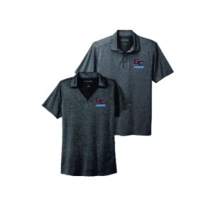**For Dads & Moms** Garden City Youth Lacrosse Wicking Polo Shirt in Black with Grey Pinstripe