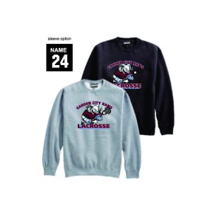 Garden City Rams Lacrosse Heavyweight Crew Neck in Black or Grey