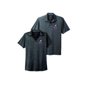 **For Dads & Moms** Garden City Rams Lacrosse Wicking Polo Shirt in Black with Grey Pinstripe