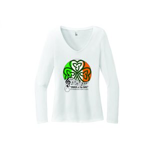 GAC St. Patrick's Day 2024 Women's V-Neck Long Sleeve Dri Fit Tee in White