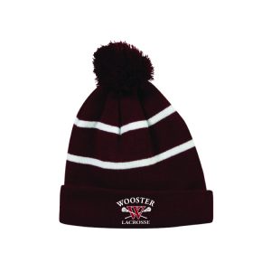 Wooster HS Men's Lacrosse Pom-Pom Hat -Maroon with White Stripe