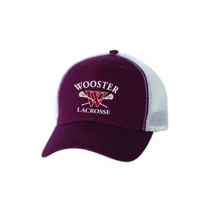 Wooster HS Men's Lacrosse Trucker Hat in Maroon/White