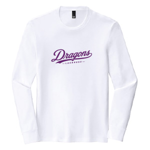 **NEW Logo** Dragons Lacrosse Long Sleeve Tri Blend Tee in White