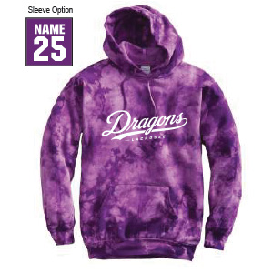 *NEW Logo*Dragons Lacrosse Tie Dye Cotton Hoody in Purple