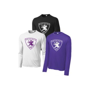 Dragons Lacrosse Long Sleeve Performance Wicking Tee in Purple OR White OR Black