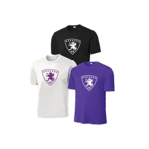 Dragons Lacrosse Short Sleeve Performance Wicking Tee in White, Purple or Black