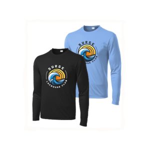 Surge Lacrosse Long Sleeve Performance Wicking Tee in Black or Blue