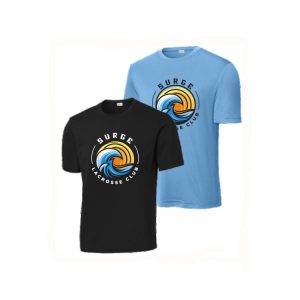 Surge Lacrosse Short Sleeve Performance Wicking Tee in Black or Blue