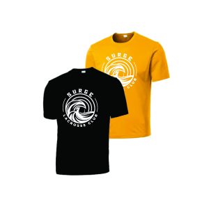 Surge Lacrosse Short Sleeve Performance Wicking Tee in Black or Gold