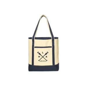 UNISEX Lake Hills Large Cotton Canvas Tote Bag in Natural/Navy