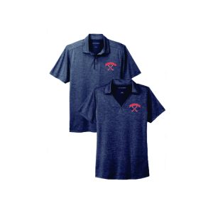 **For Dads & Moms** FYFHA Wicking Polo Shirt in River Blue With Navy Pinstripe