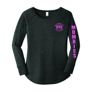 MOMbies Women's Tunic LONG Sleeve Tri Blend Tee in Black Frost