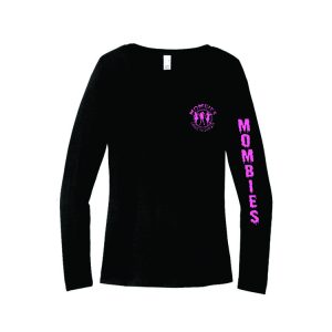 MOMbies Women's V-Neck LONG Sleeve Tri Blend Tee in Black