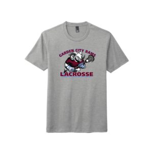 *NEW* Garden City Rams Lacrosse SHORT Sleeve Tri Blend Tee in Grey