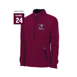 *NEW* Garden City Rams Lacrosse 1/4 Zip Fuzzy Fleece Pullover In Maroon