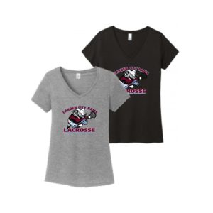 *NEW* Garden City Rams Women's V-Neck SHORT Sleeve Tri Blend Tee in Black or Grey