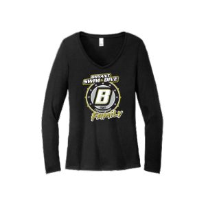 *WOMEN'S*Bryant Swimming & Diving FAMILY LONG Sleeve Tri Blend V-NECK Tee in Black