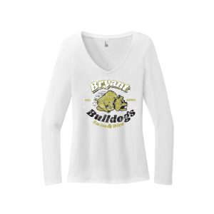 *WOMEN'S*Bryant Swimming & Diving LONG Sleeve Tri Blend V-NECK Tee in White