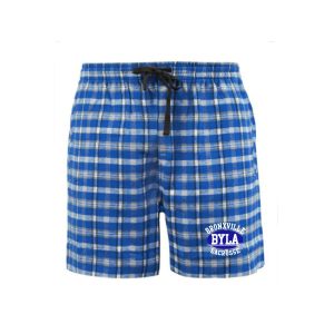 BYLA Soft Flannel Pajama Shorts in Royal/White Plaid