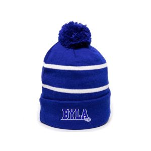 BYLA LINED Lacrosse Pom-Pom Hat - Royal Blue with White Stripes