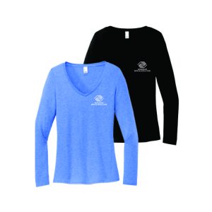 Wakeman Boys & Girls Club Women's LONG Sleeve V-Neck Tee in Black or Royal Frost