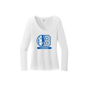 Bronxville Lacrosse Women's LONG Sleeve Tri Blend V-NECK Tee in White