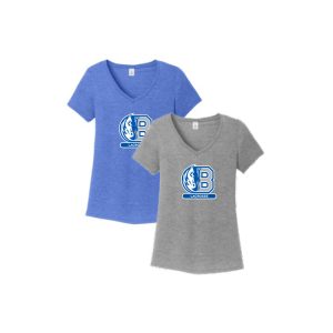 Bronxville Lacrosse Women's SHORT Sleeve Tri Blend V Neck Tee in Grey or Royal