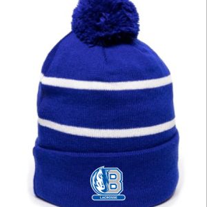 Bronxville Lacrosse LINED Lacrosse Pom-Pom Hat - Royal Blue with White Stripes
