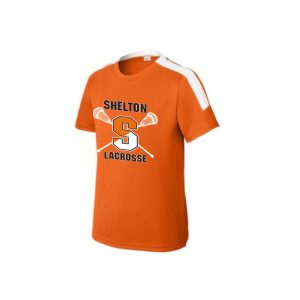 Shelton Youth Lacrosse SHORT Sleeve Colorblock Shooting Shirt in Orange