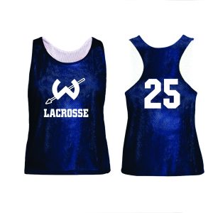 Wilton Youth Girls Lacrosse Practice Pinnie in Navy/White