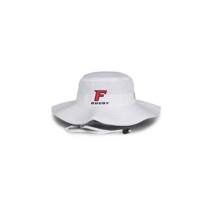 Fairfield U Club Rugby Field Bucket Hat in White with Drawstring