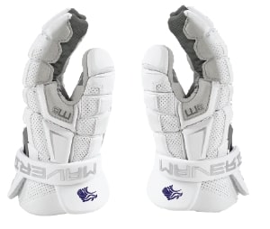 Notre Dame Men's CUSTOM Maverik M6 Lacrosse Glove in White with Logo