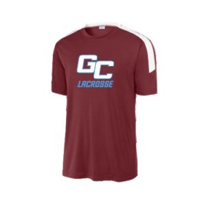 *NEW*Garden City Youth Lacrosse SHORT Sleeve Colorblock Shooting Shirt in Maroon
