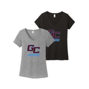 *NEW* Garden City Youth Lacrosse Women's V-Neck SHORT Sleeve Tri Blend Tee in Black or Grey
