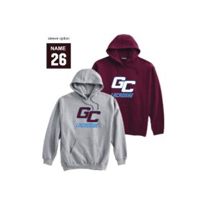 Garden City Youth Lacrosse Heavyweight Hoody in Maroon or Grey