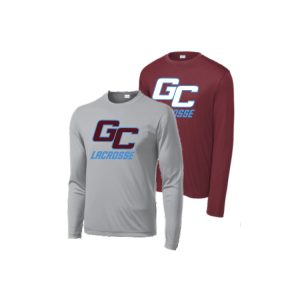 Garden City Youth Lacrosse Long Sleeve Shooting Shirt in Grey or Maroon