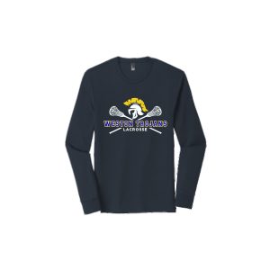 Weston Youth Lacrosse LONG Sleeve Crew Neck Tri Blend Tee in Navy