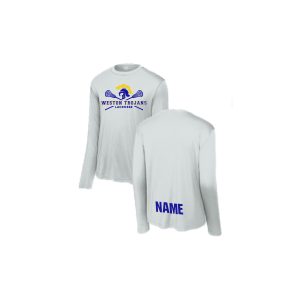 Weston Youth Lacrosse LONG Sleeve Shooting Shirt with PLAYER NAME in Grey