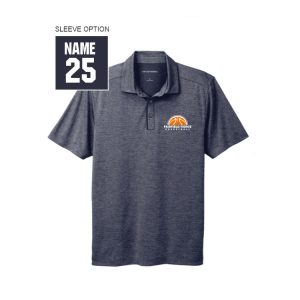 **For Dads & Moms** Fairfield Fierce Basketball Wicking Polo Shirt in River Blue With Navy Pinstripe