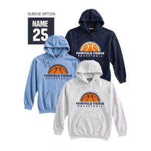 Fairfield Fierce Basketball Heavyweight Hoody in Navy or Carolina Blue or White