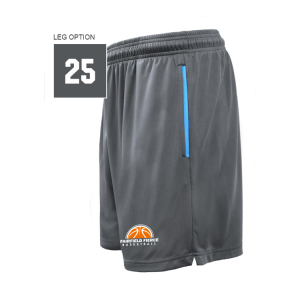 Fairfield Fierce Basketball Practice Shorts in Grey with Carolina Blue
