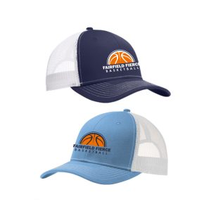 Fairfield Fierce Basketball Trucker Hat in Navy/White or Carolina Blue/White