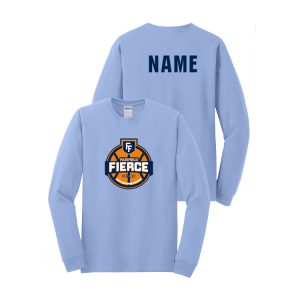 Fairfield Fierce Basketball Dri Fit LONG Sleeve Shooting Shirt with PLAYER NAME in Carolina Blue