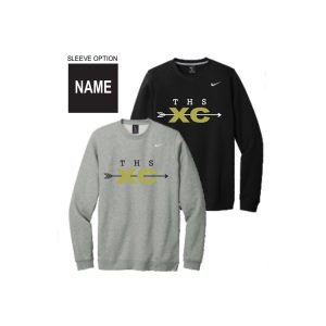 Trumbull Cross Country NIKE Club Fleece Crew Neck Sweatshirt in Black or Grey