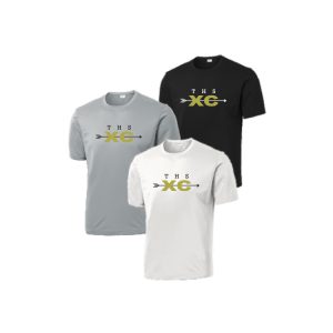 Trumbull Cross Country SHORT Sleeve WICKING Tee in Black, Grey or White