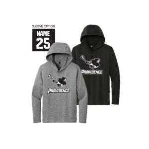 Providence Lacrosse LONG Sleeve HOODED Tri Blend Tee in Black or Grey