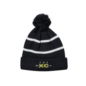 Trumbull Cross Country Winter Pom Pom Hat in Black/White Stripe