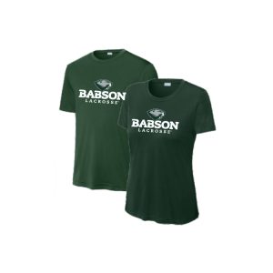 Babson Lacrosse SHORT Sleeve Wicking Tee in Dark Green