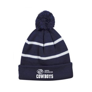 Wakeman Cowboys LINED Pom Pom Hat in Navy/White Stripe